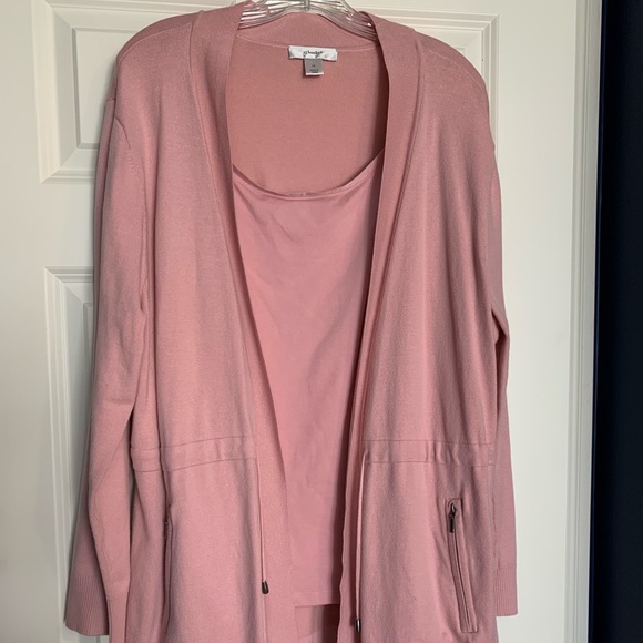 Tunic Cardigan w Cinched waist & Matching Tank - Picture 2 of 6